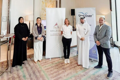 Qatar Rail and Stopover Tourism officials during the event yesterday.