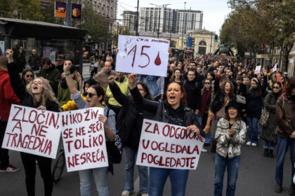 Activists rally in Belgrade to protest railway station disaster