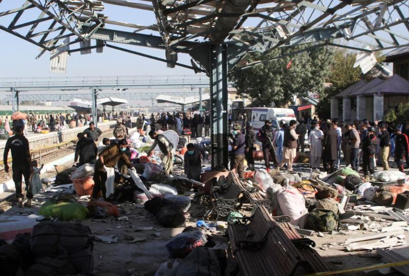 At least 24 killed in Pakistan train station bomb blast, police say